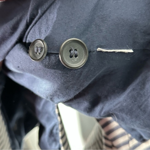 MADEWELL Striped One Button Blazer Navy Blue / White Size 0 Cotton Linen Blend - Picture 8 of 13